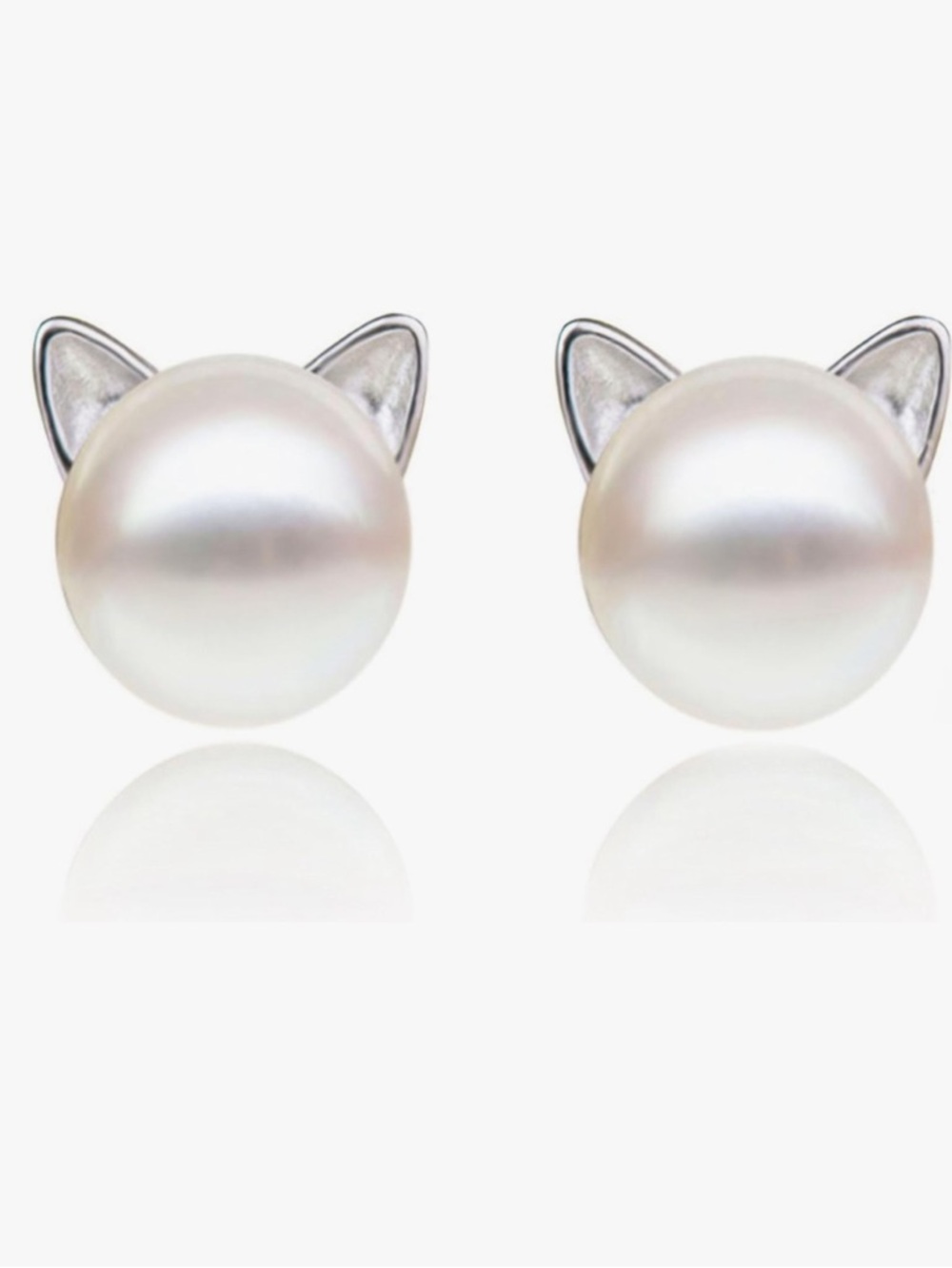 Pearl Cat Ear Studs - White